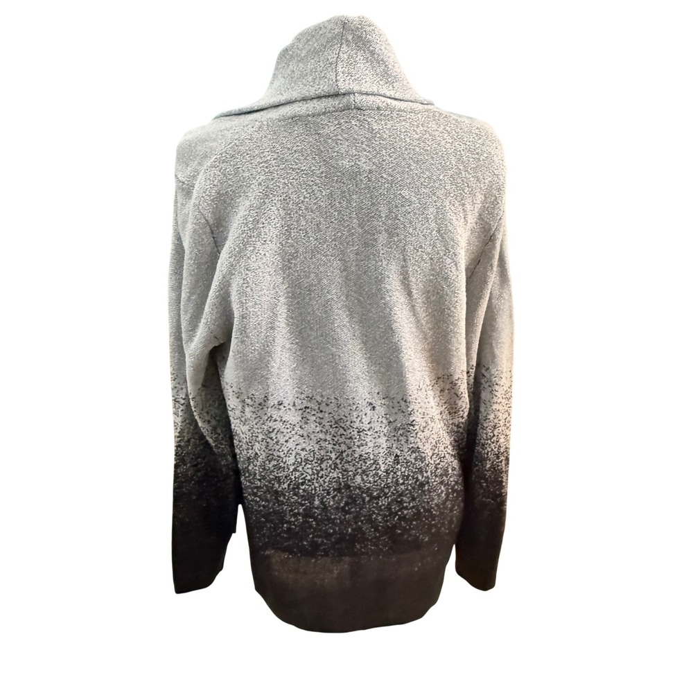 Women's Ombre Cardigan Sweater Metallic SilverBlack Open Front Long Sleeve XL - Picture 3 of 4